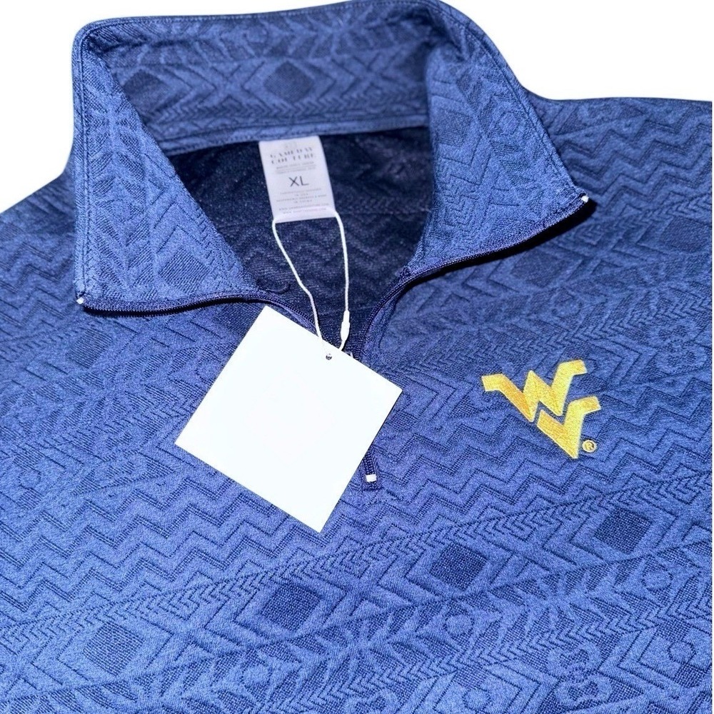 Gameday Couture WVU Pullover Womens XL Navy‎ Blue Geometric 1/4 Zip 1OW17